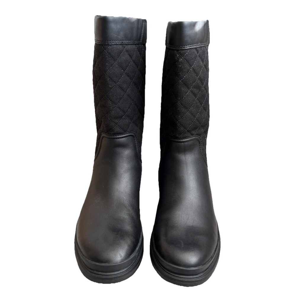 Cole Haan Quilted Women’s Pull  On Mid-Calf Boots Black Leather 7.5 Waterproof - Picture 2 of 13